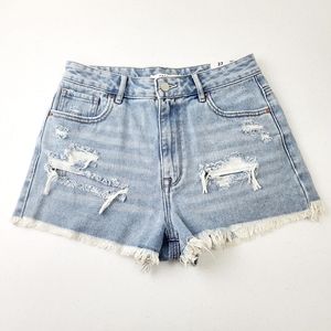 PACSUN Women's High Rise Festival Distressed Denim Jean Shorts Sz 27